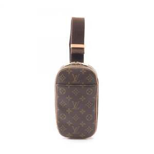LOUIS VUITTON Authentic Brown Monogram Leather Pochette Fanny Pack